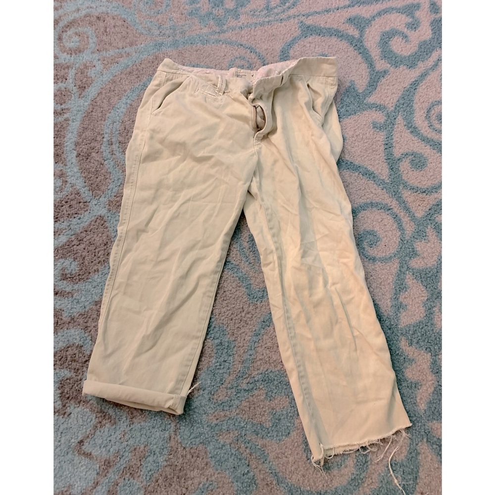 American Women Khaki Cropped pants .. Cut at the bottom